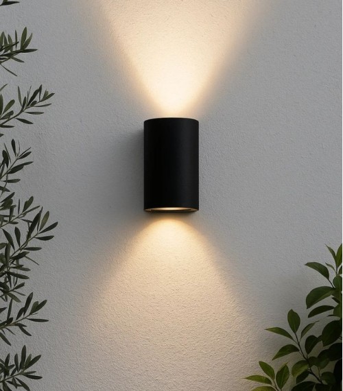 Aplique Tubular 2xGU10 Negro IP44 - AtrapatuLED