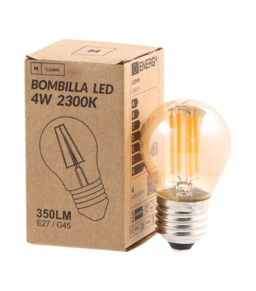 Bombilla LED G45 4w Ambar E27